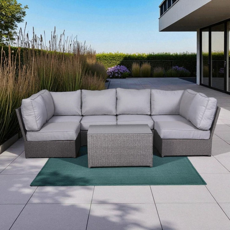 Comfortable Modern Patio Rattan Sectional Set With Cushions