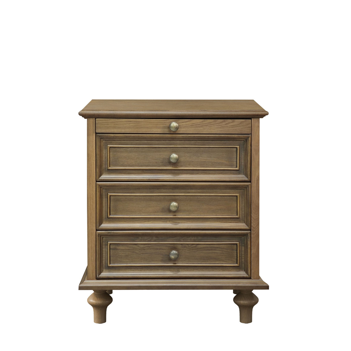 Nightstand With 4 Drawers With Hidden Pull Out Shelf - Light Brown