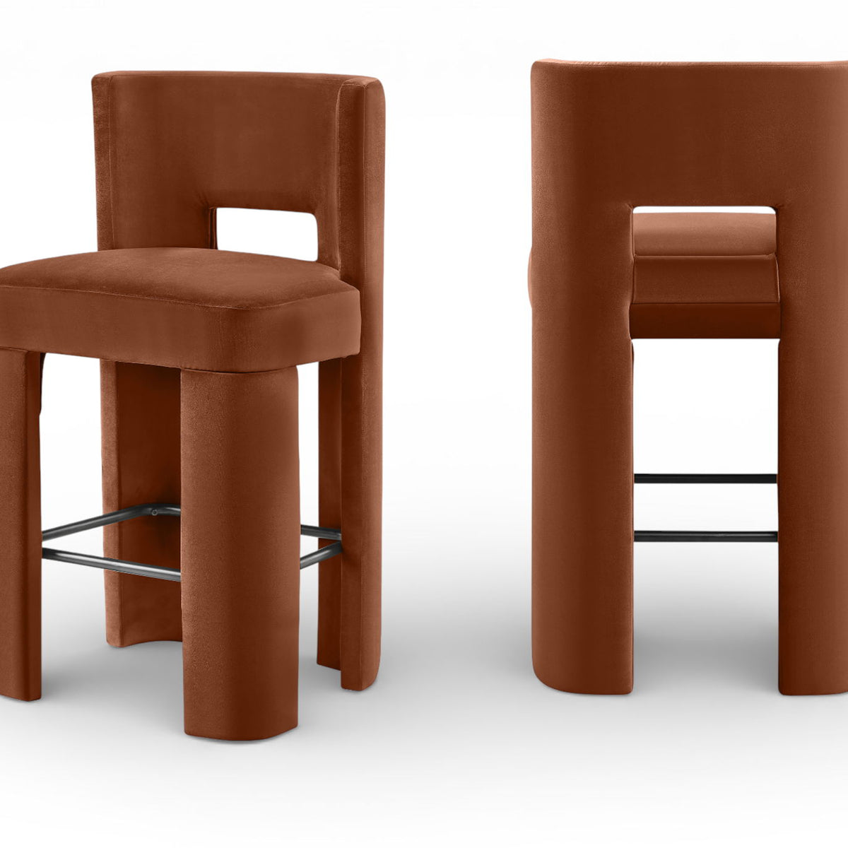 Zuno - Velvet Performance Fabric Upholstered Bar Stool (Set of 2)