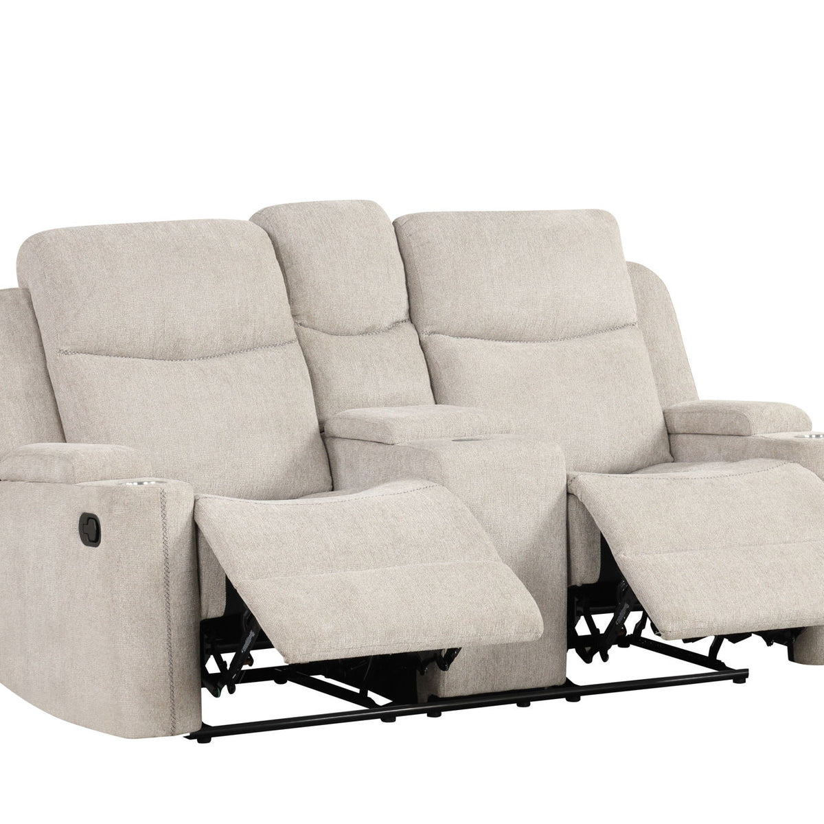 Galya - Motion Loveseat With Console - Light Gray