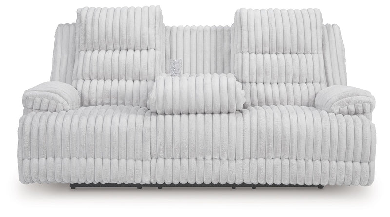 Rhines Falls - Reclining Power Sofa With Drop Down Table - Alloy