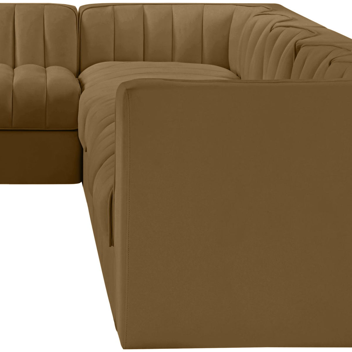 Rummi - Velvet Performance Fabric Upholstered 6 Piece Modular Sectional, L-Shaped (Right)