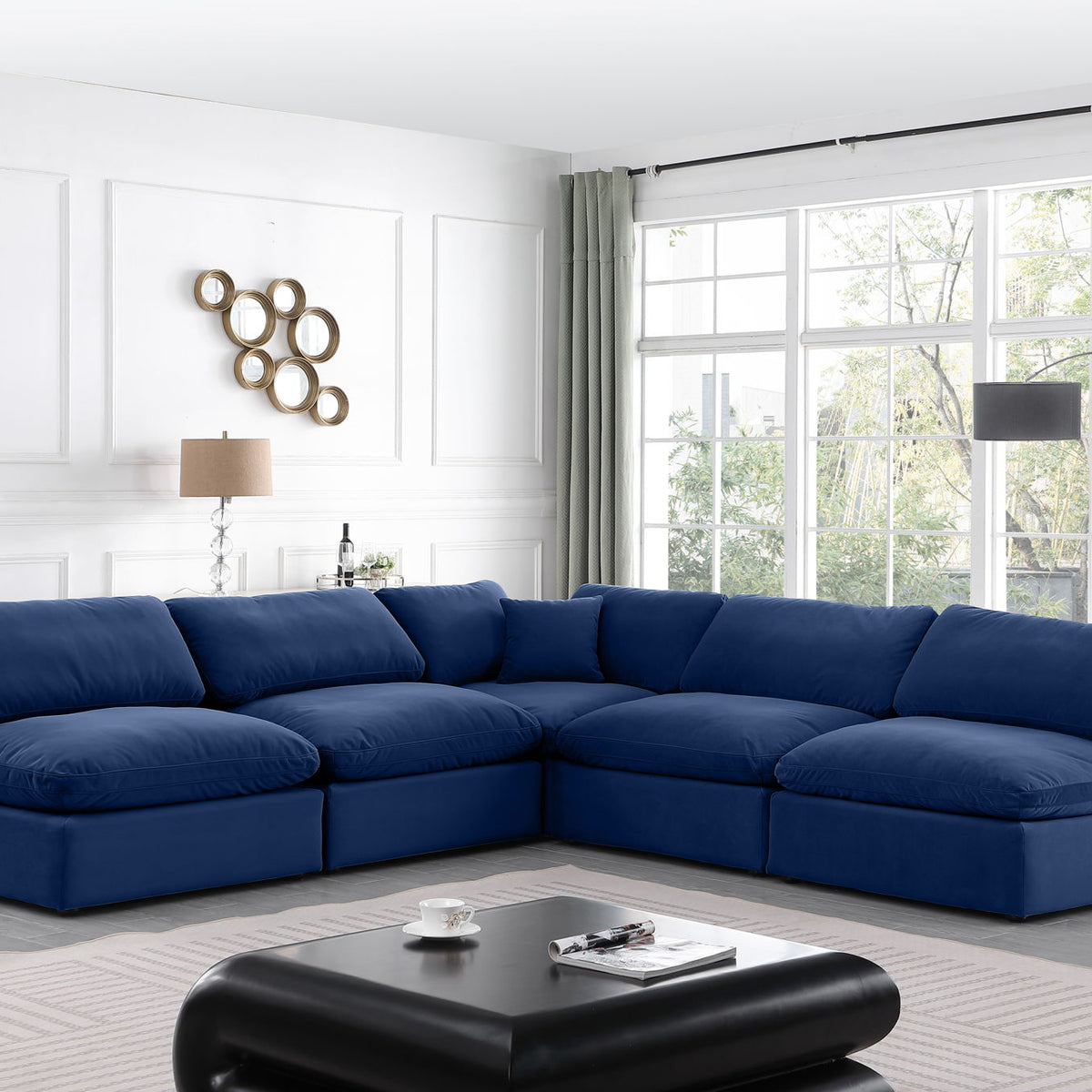 Comfy - 5 Piece Velvet Modular Corner Armless Sectional