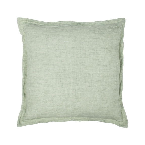 Mint green square throw pillow with textured weave