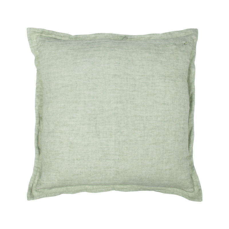 Mint green square throw pillow with textured weave
