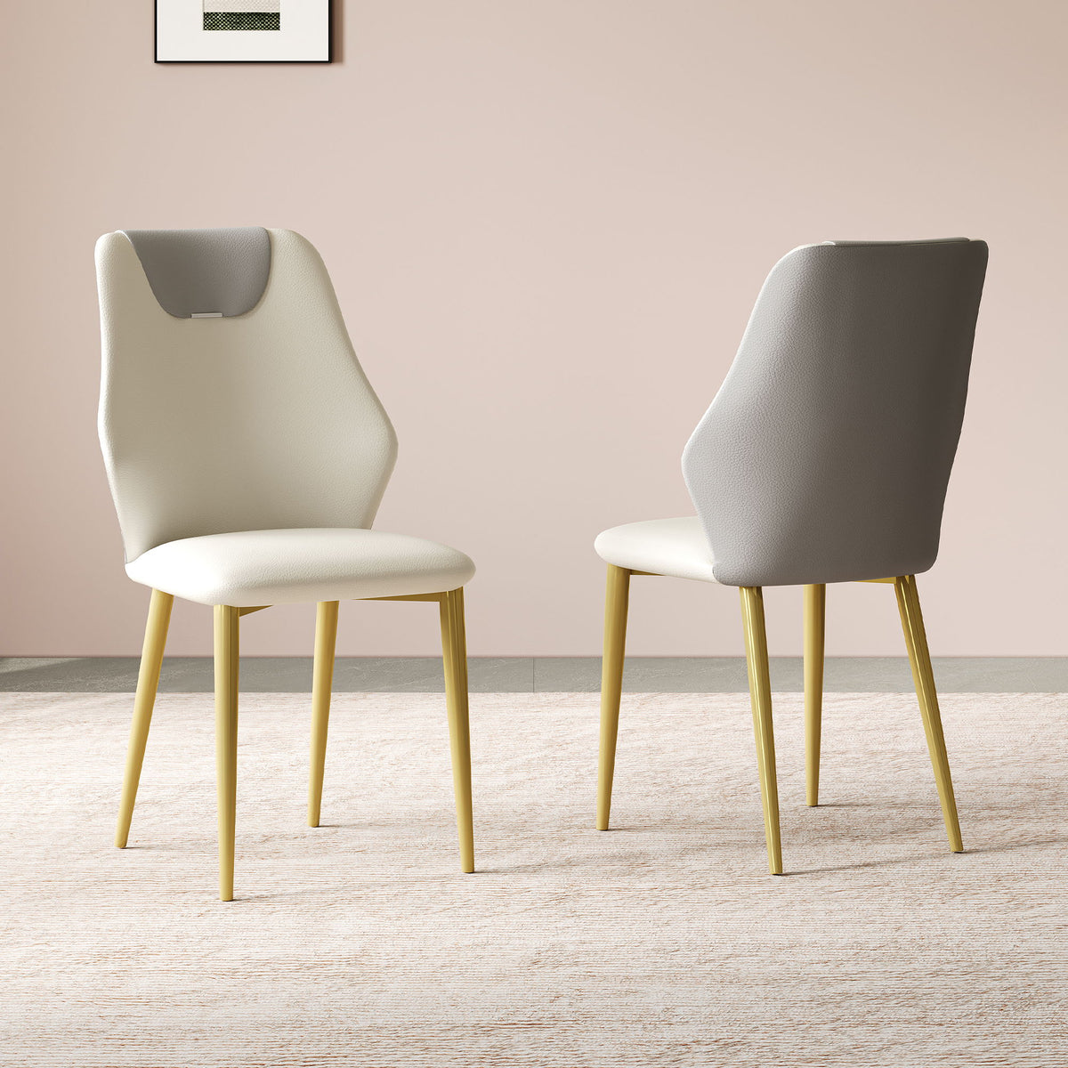 Dining Chairs (Set of 2) - Beige / Gray