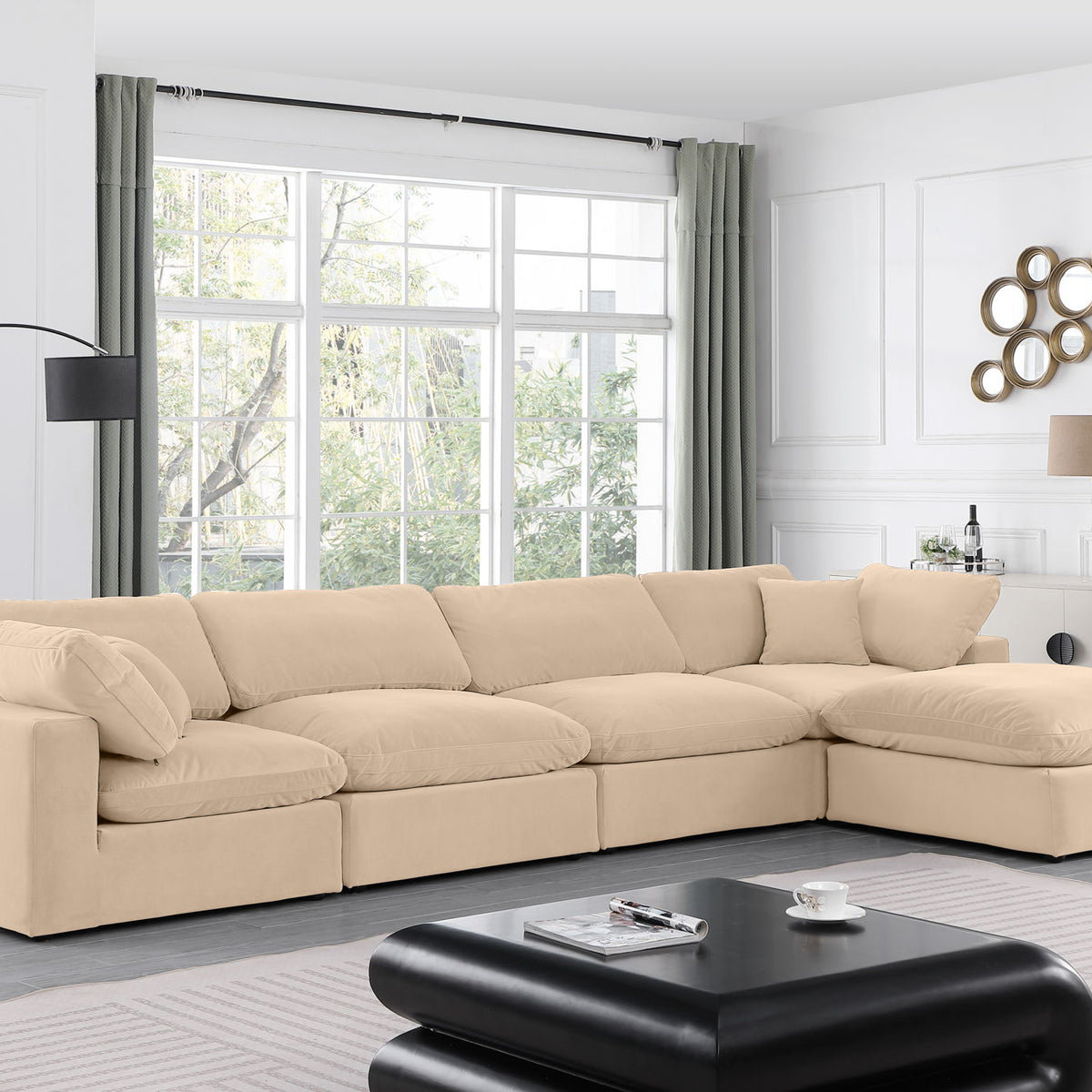 Comfy - 5 Piece Velvet Modular Sectional With Chaise