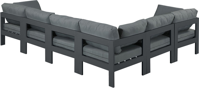 Nizuc - Outdoor Patio 6 Piece Modular Sectional With Gray Frame