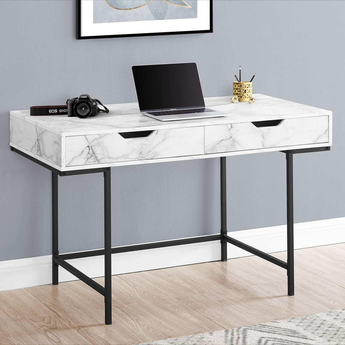 Computer Desk For Home Office, Laptop, Storage Drawers, Contemporary & Modern
