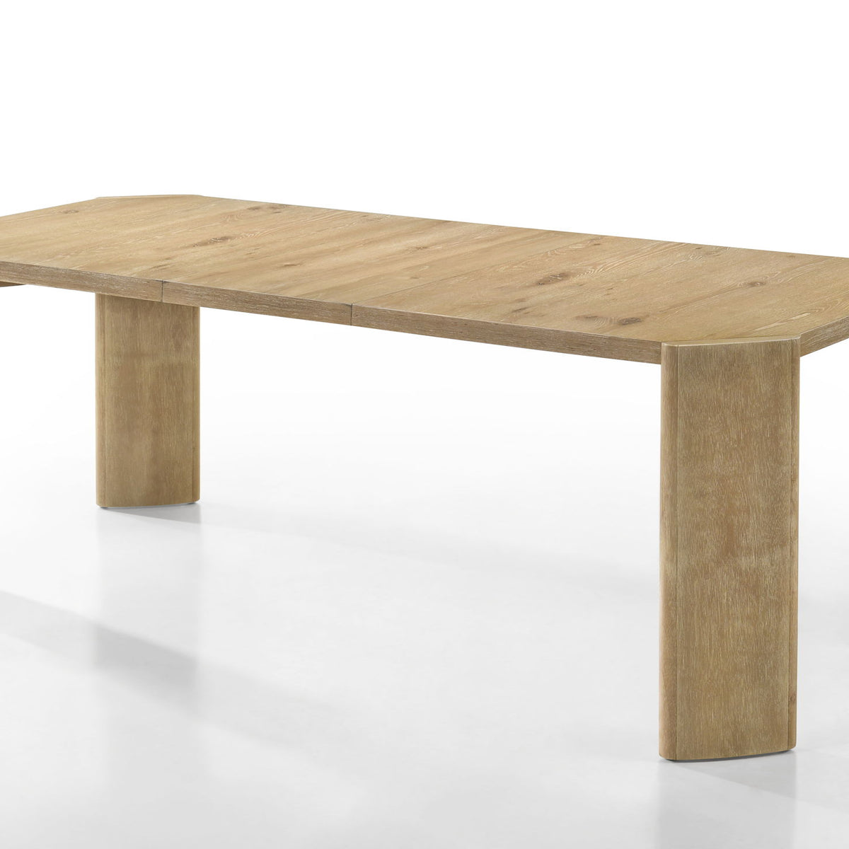 Oak rectangular dining table with smooth tabletop and tapered legs