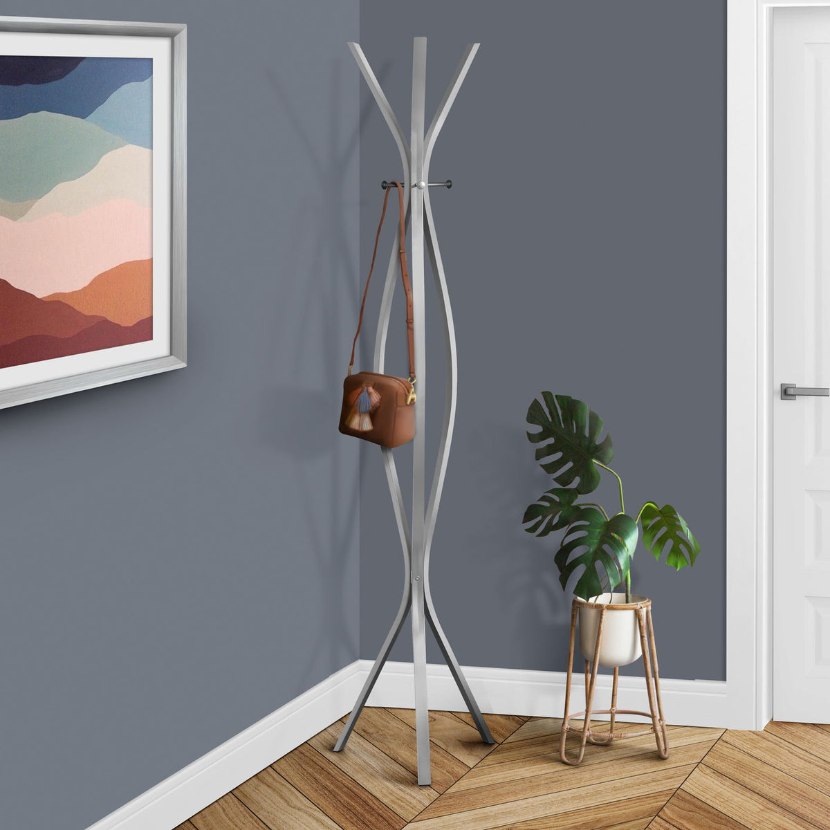 Free Standing Coat Rack 3 Hooks For Entryway