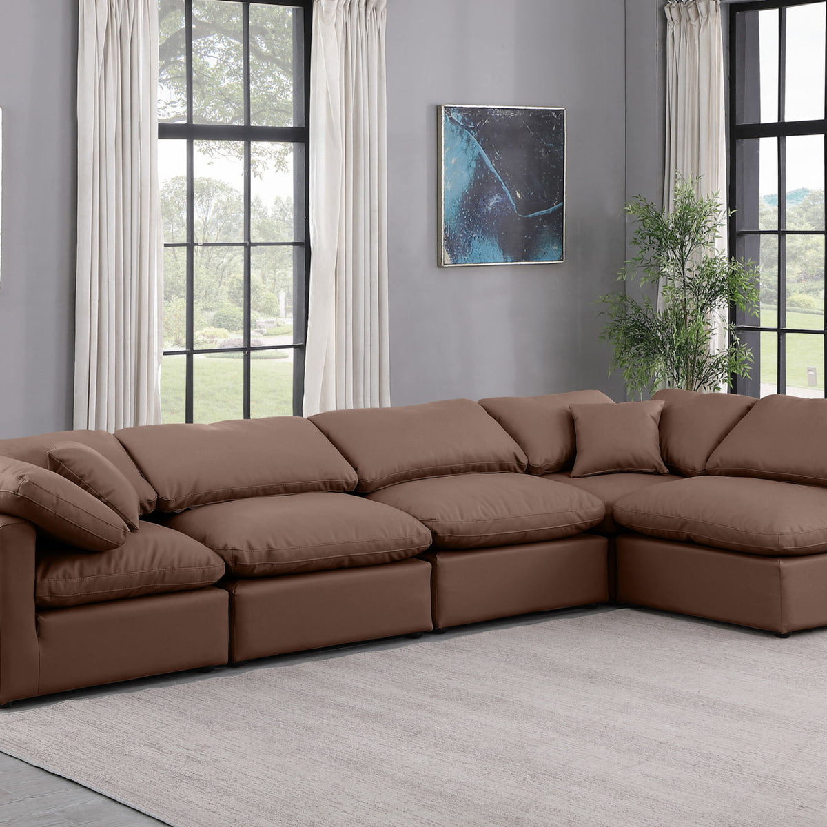 Indulge - Faux Leather 5 Piece Modular Sectional