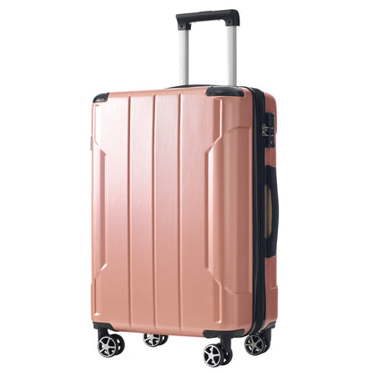 Hardshell Luggage, Lightweight Durable ABS Suitcases with Double Wheels, Expandable 24 Inch Checked Travel Luggage (Rose Pink)