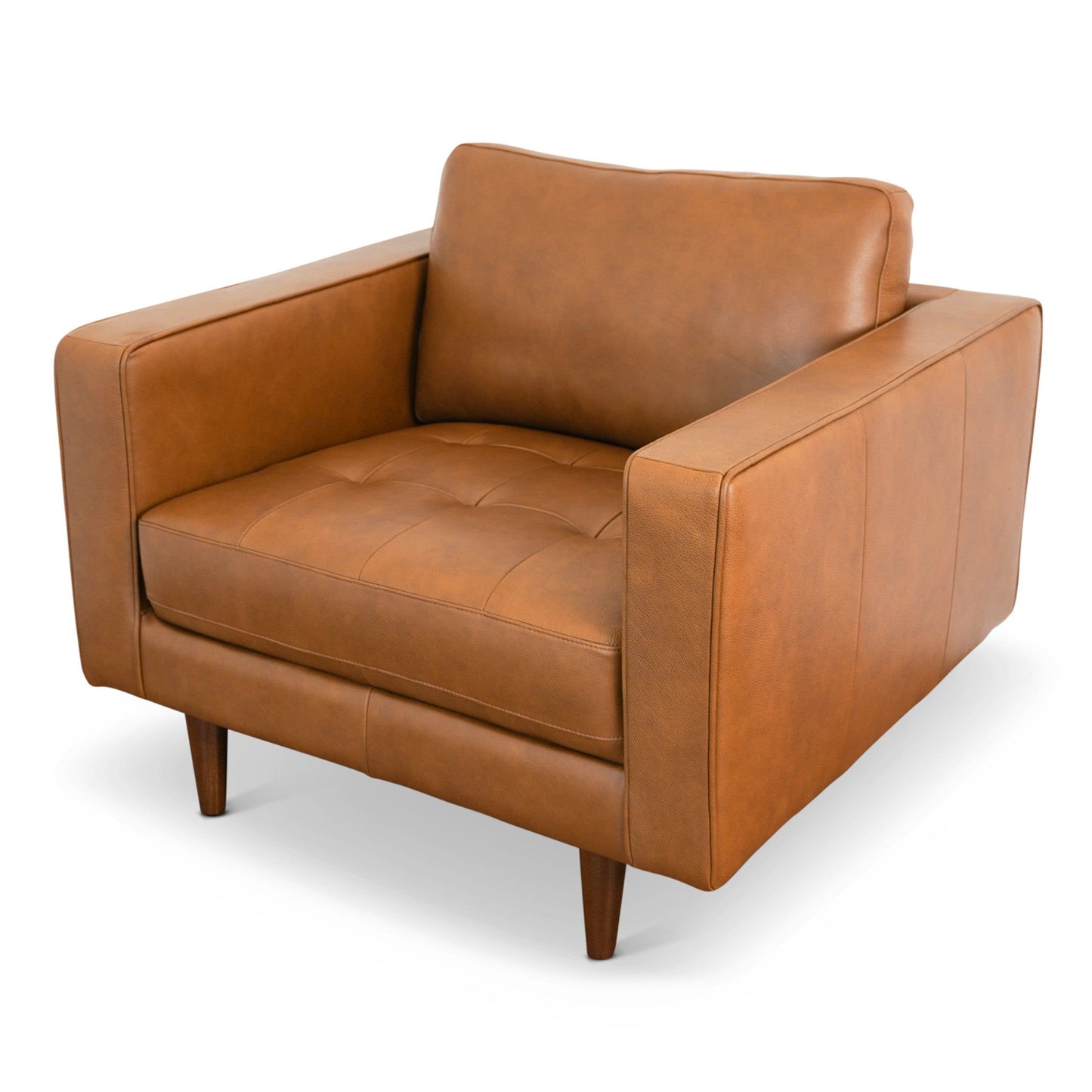 Catherine - Leather Lounge Chair Leather - Brown / Tan