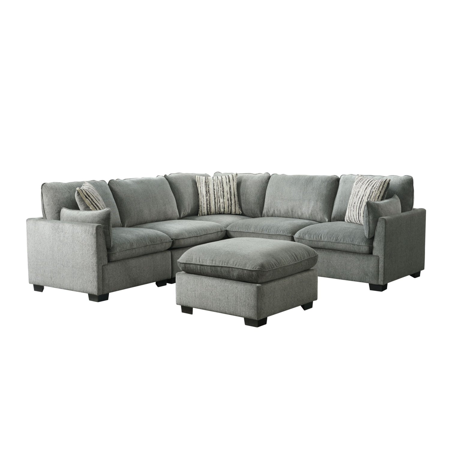 Deville - Modular LHF / RHF Chair With 2 Mix Moonlight Pillows - Nova Gray