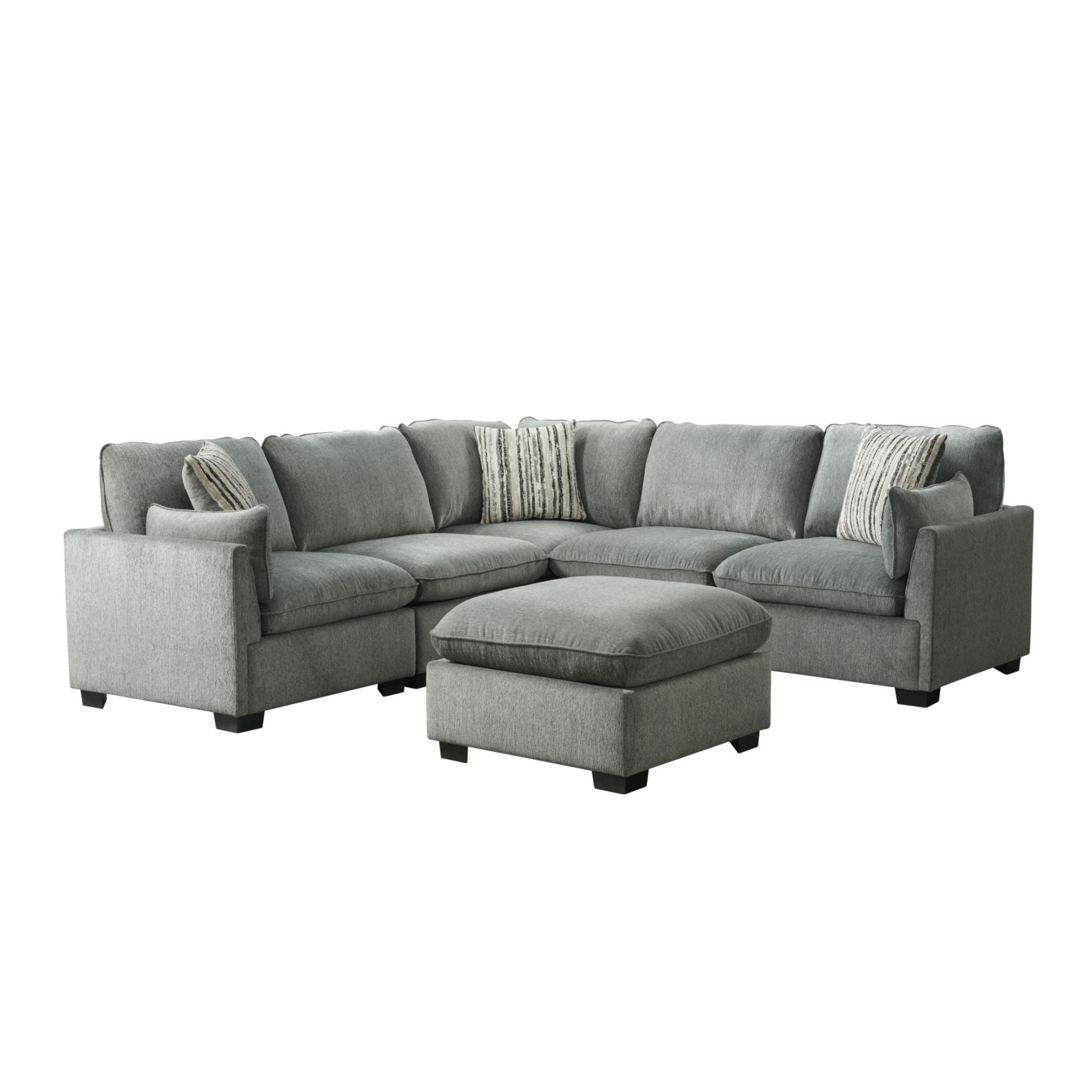 Deville - Modular 5 Piece Sectional - Nova Gray
