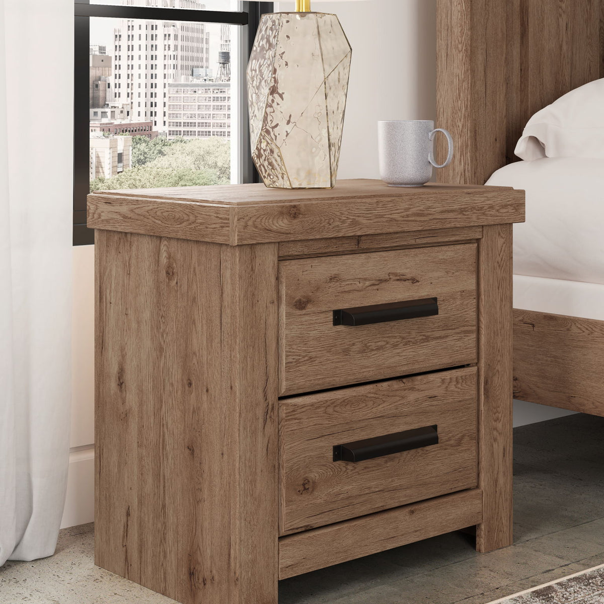 Oliandon - Two Drawer Night Stand - Light Brown