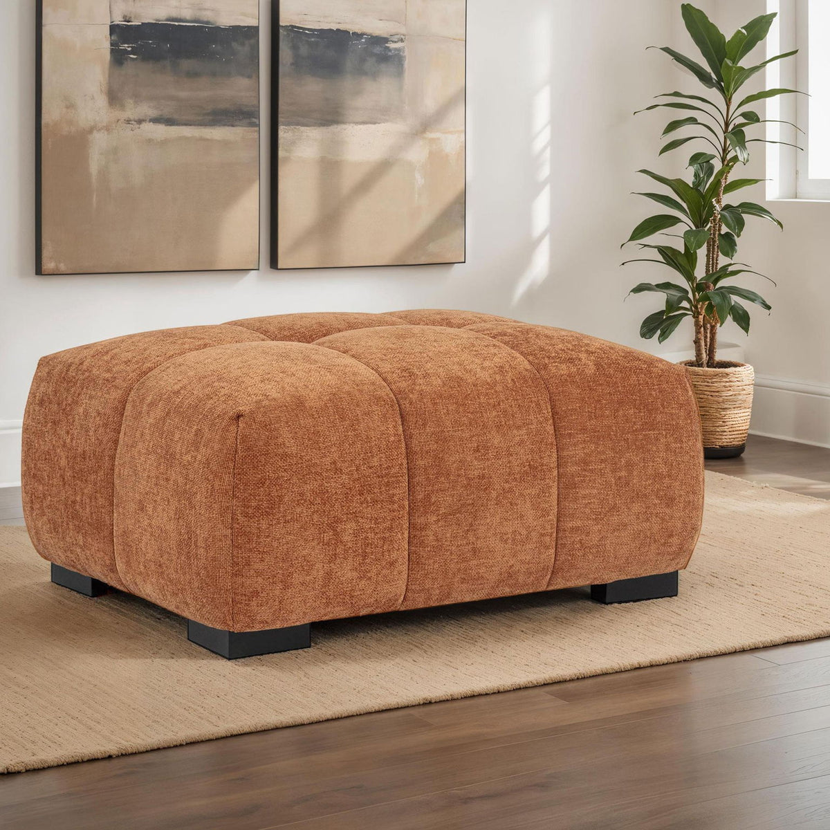 Octavia Upholstered Rectangular Ottoman Orange