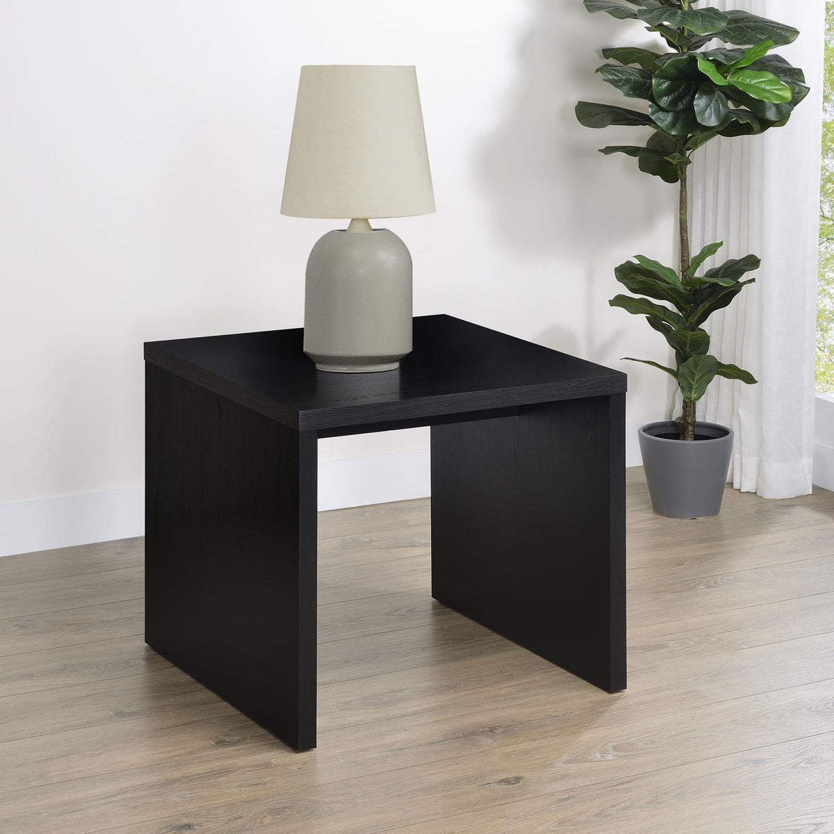 Knapp Engineered Wood Square Side End Table Black