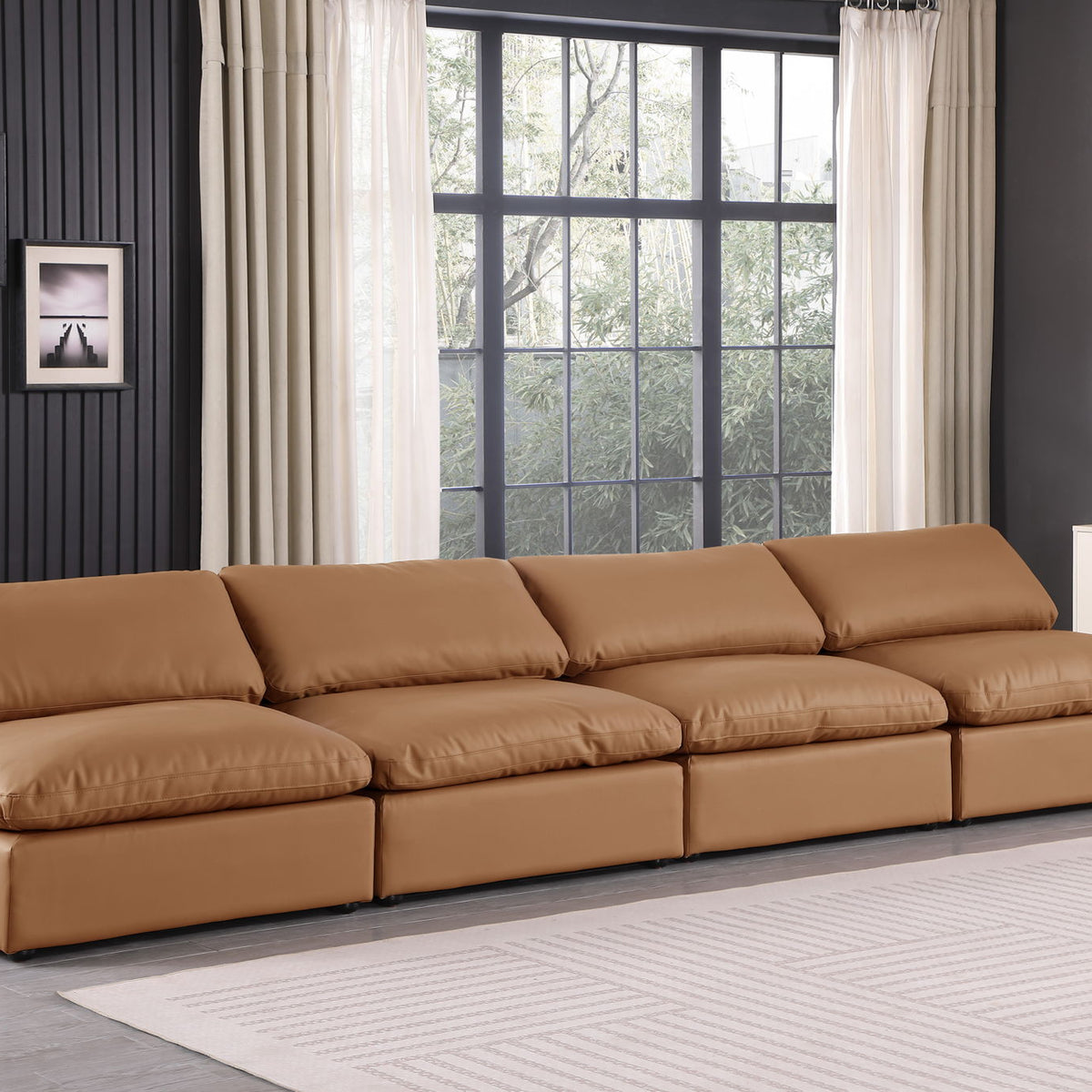 Comfy - Faux Leather Modular Armless Sofa 4 Seats
