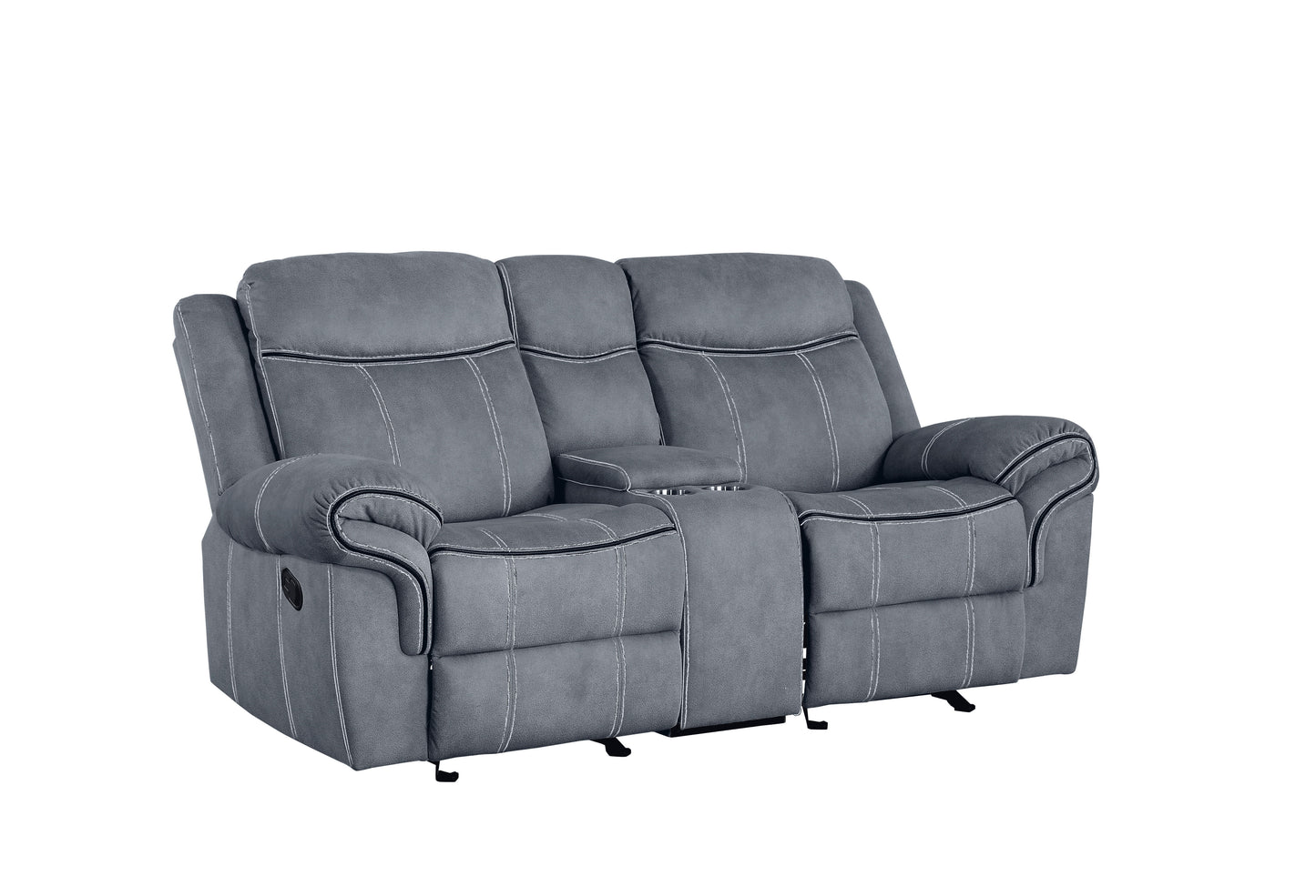 Zubaida - Two Tone Velvet Recliner Loveseat With USB Port Console