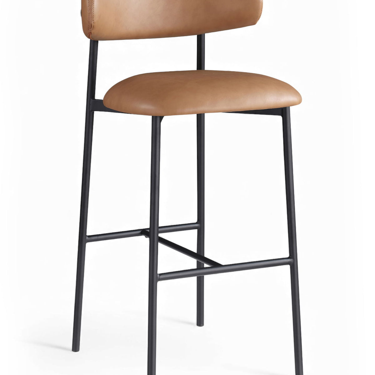 Lupita - Vegan Leather Upholstered Bar Stool With Matte Black Frame (Set of 2)