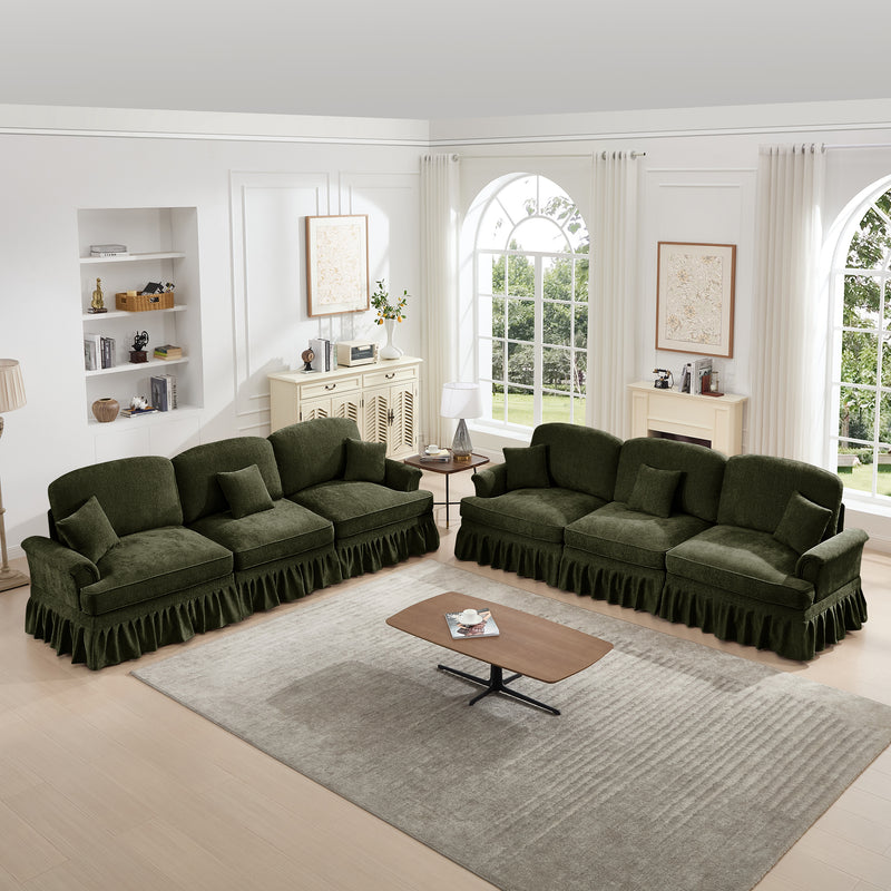 Modular Chenille Sectional Sleeper Sofa - Green Chenille