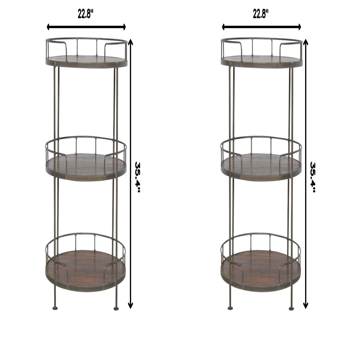 Industrial Round Butler Tray Table - Chestnut
