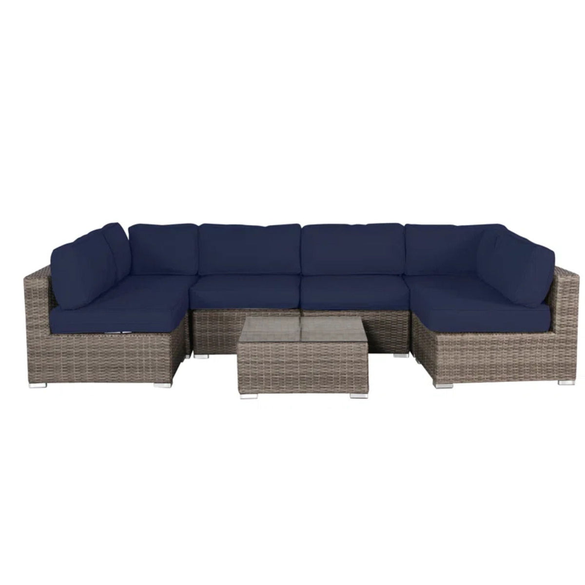 Seating Set With Cushions Handcrafted Wicker Design
