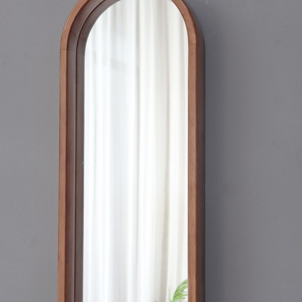 Decorative Rubber Frame Mirror With Elongated Oval Frame - Brown