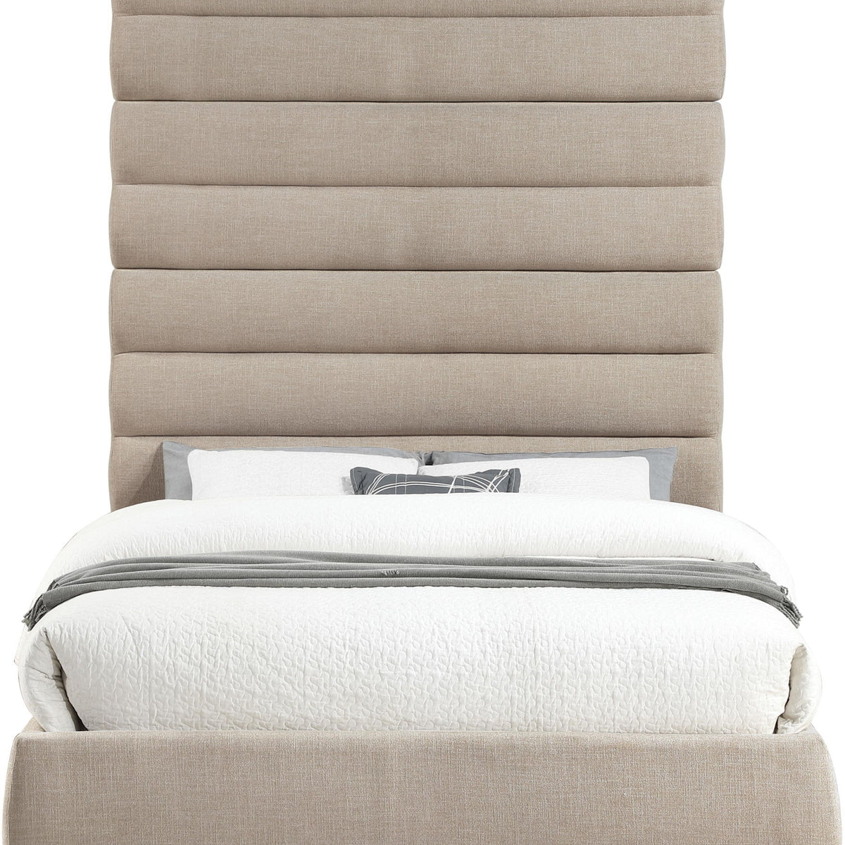 Adam - Linen Fabric Bed With 89" Headboard