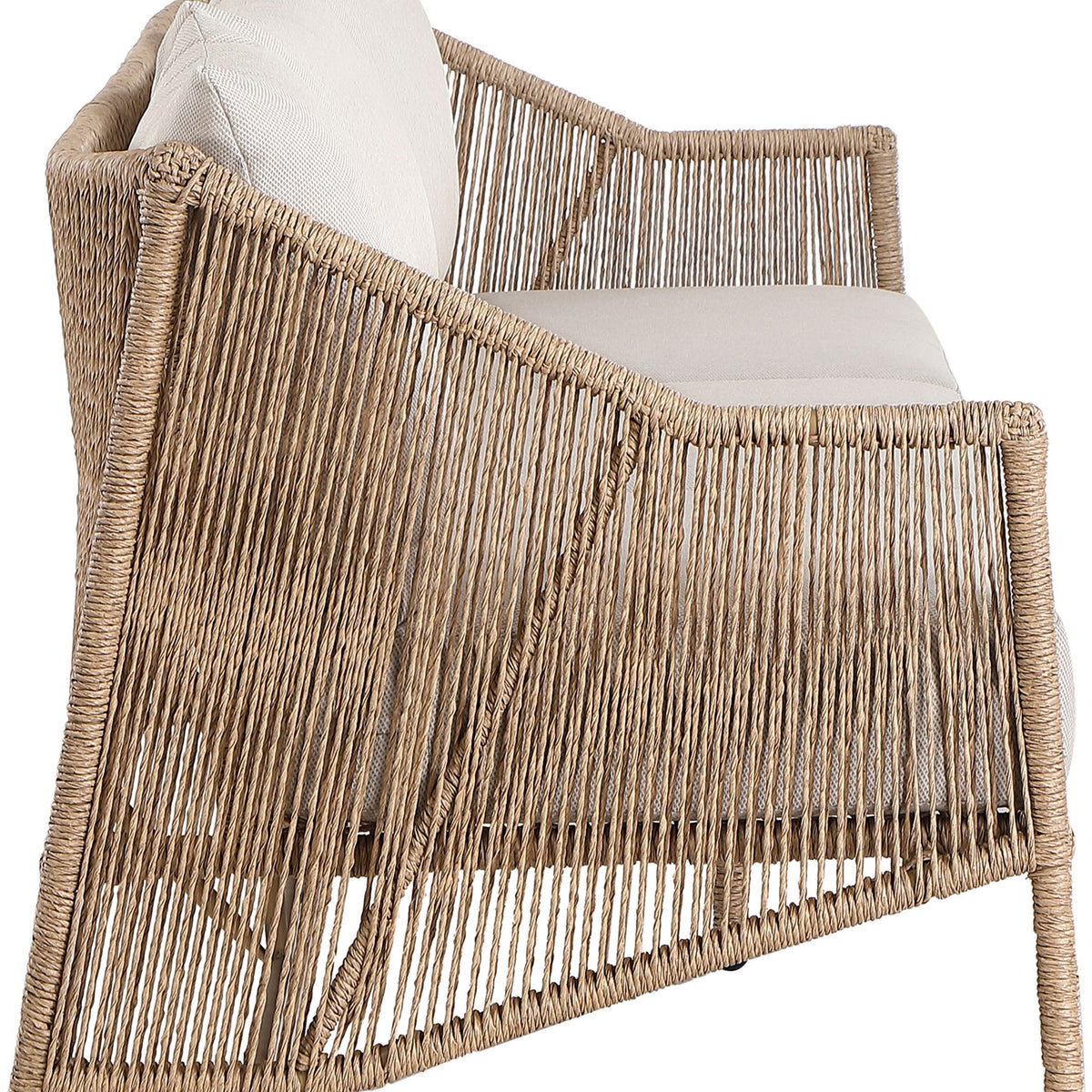 Coastline - Olefin Water Resistant Fabric And Wicker Outdoor Patio Sofa - Beige