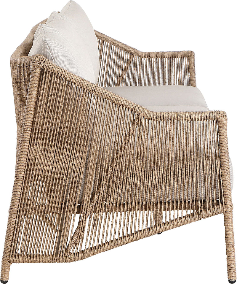 Coastline - Olefin Water Resistant Fabric And Wicker Outdoor Patio Sofa - Beige