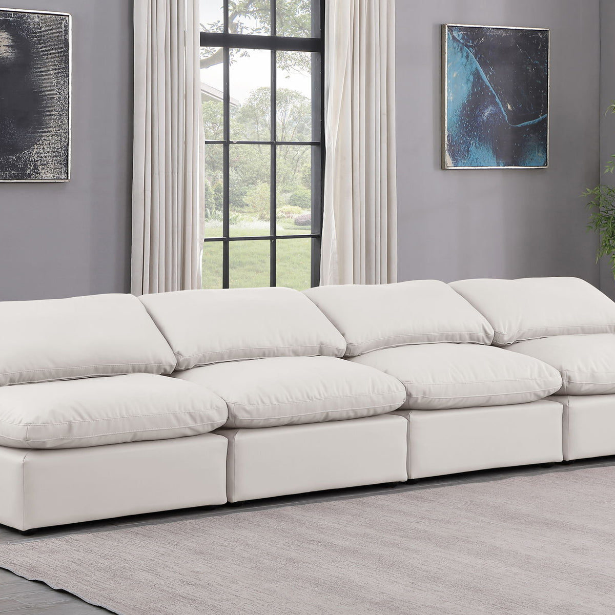 Indulge - Faux Leather 4 Seat Modular Armless Sofa