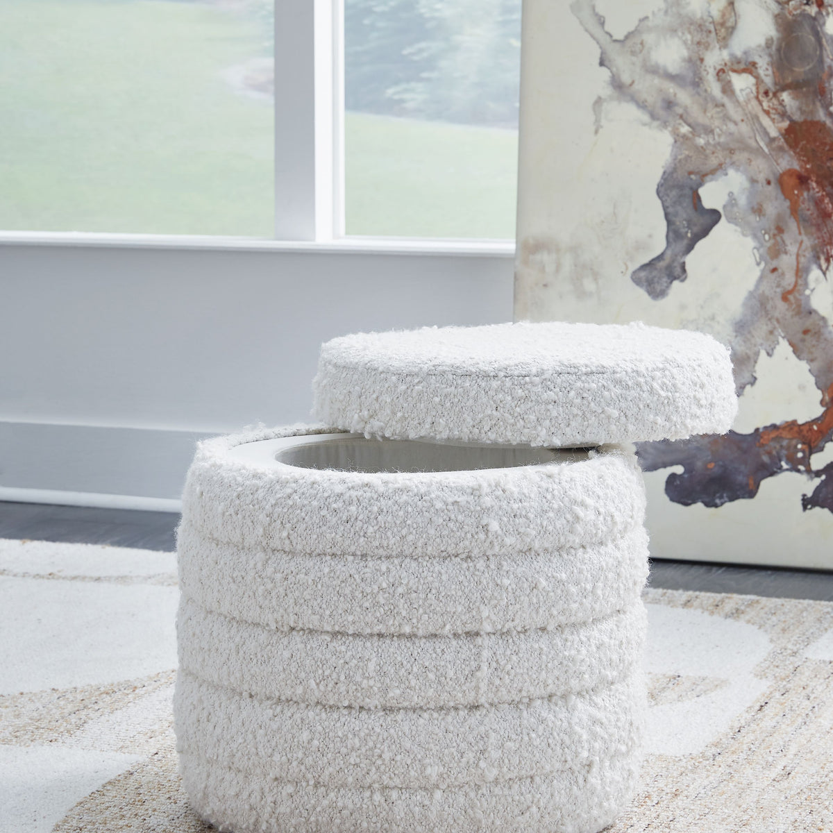Duntler - Storage Ottoman - Ivory