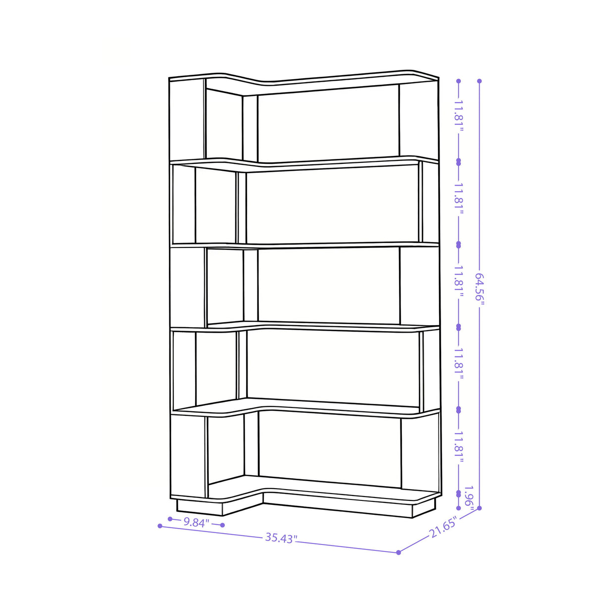L-Shaped Design Corner Bookshelf