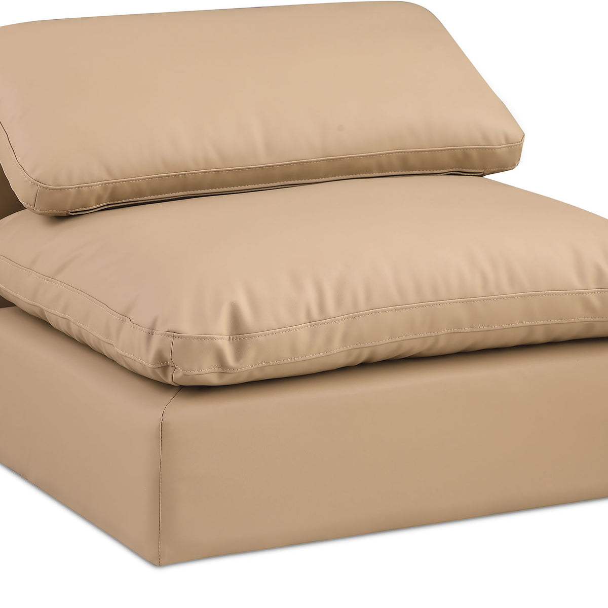 Comfy - Faux Leather Armless Chair - Tan