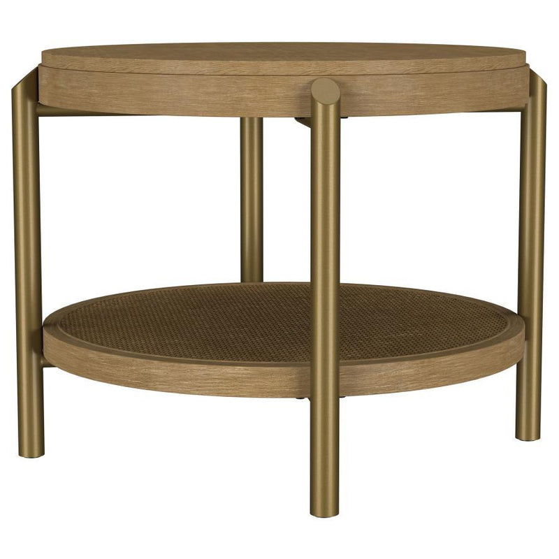 Arini - Round End Side Table With Storage Shelf