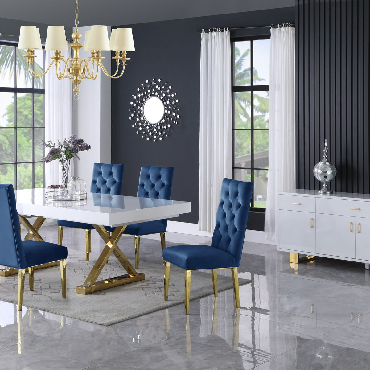 Excel - Extendable Dining Table with Gold Base
