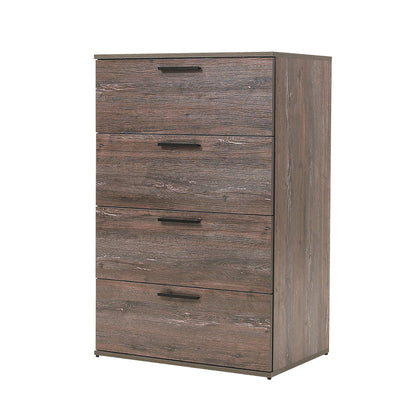 Dark brown farmhouse chest with 4 drawers and bar pulls