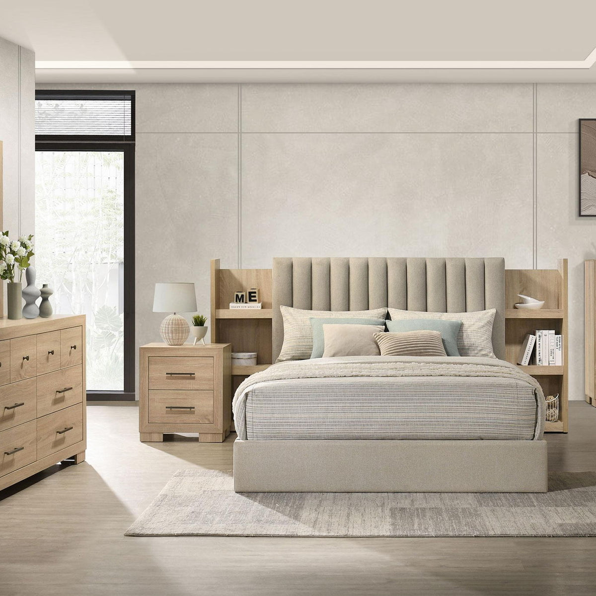Arielle 5-piece Queen Bedroom Set Light Oak