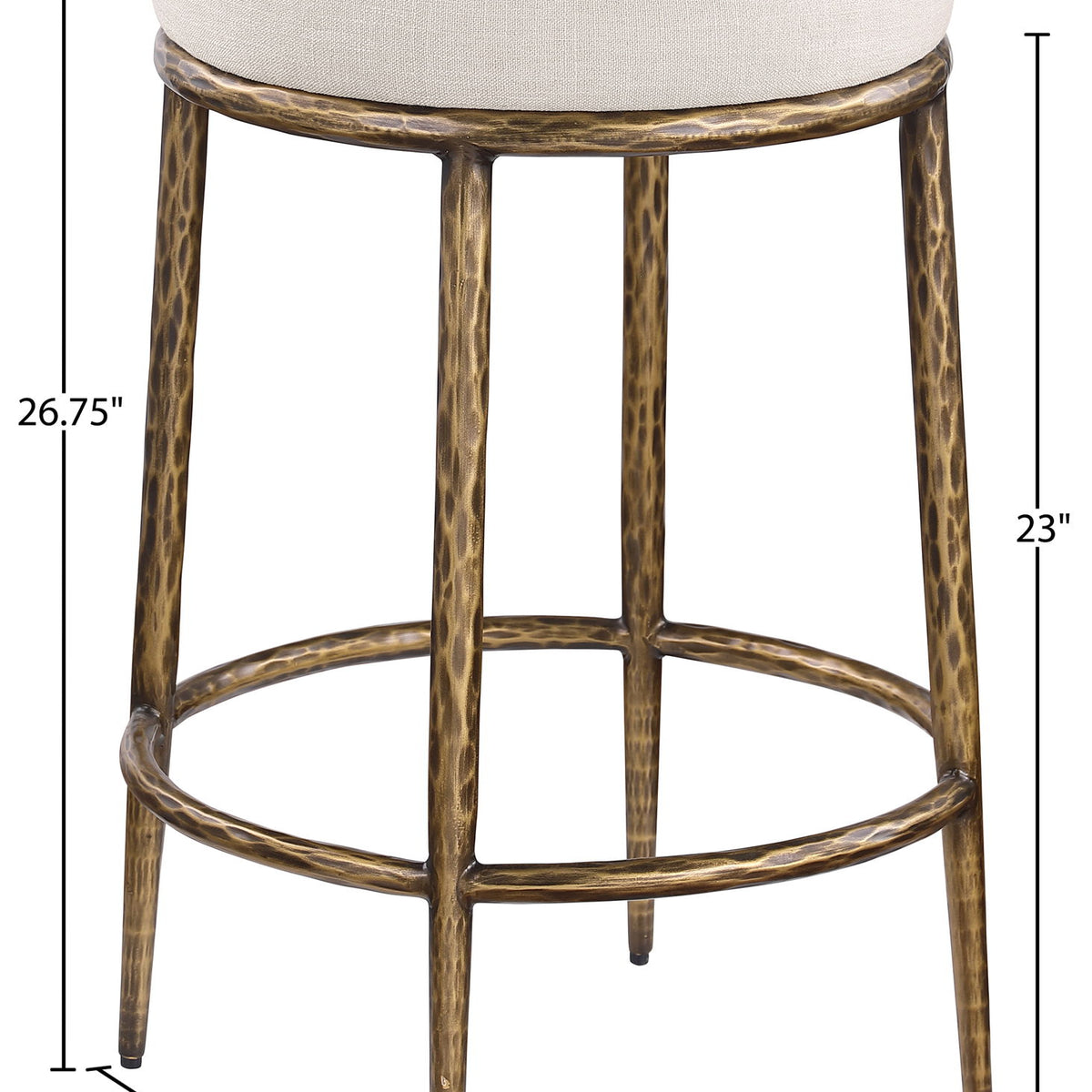 Ferro - Upholstered Backless Counter Stool With Brushed Gold Base