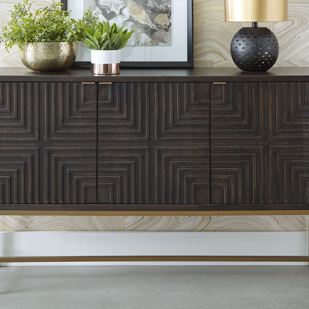 Elinmore - Accent Cabinet - Brown / Gold Finish