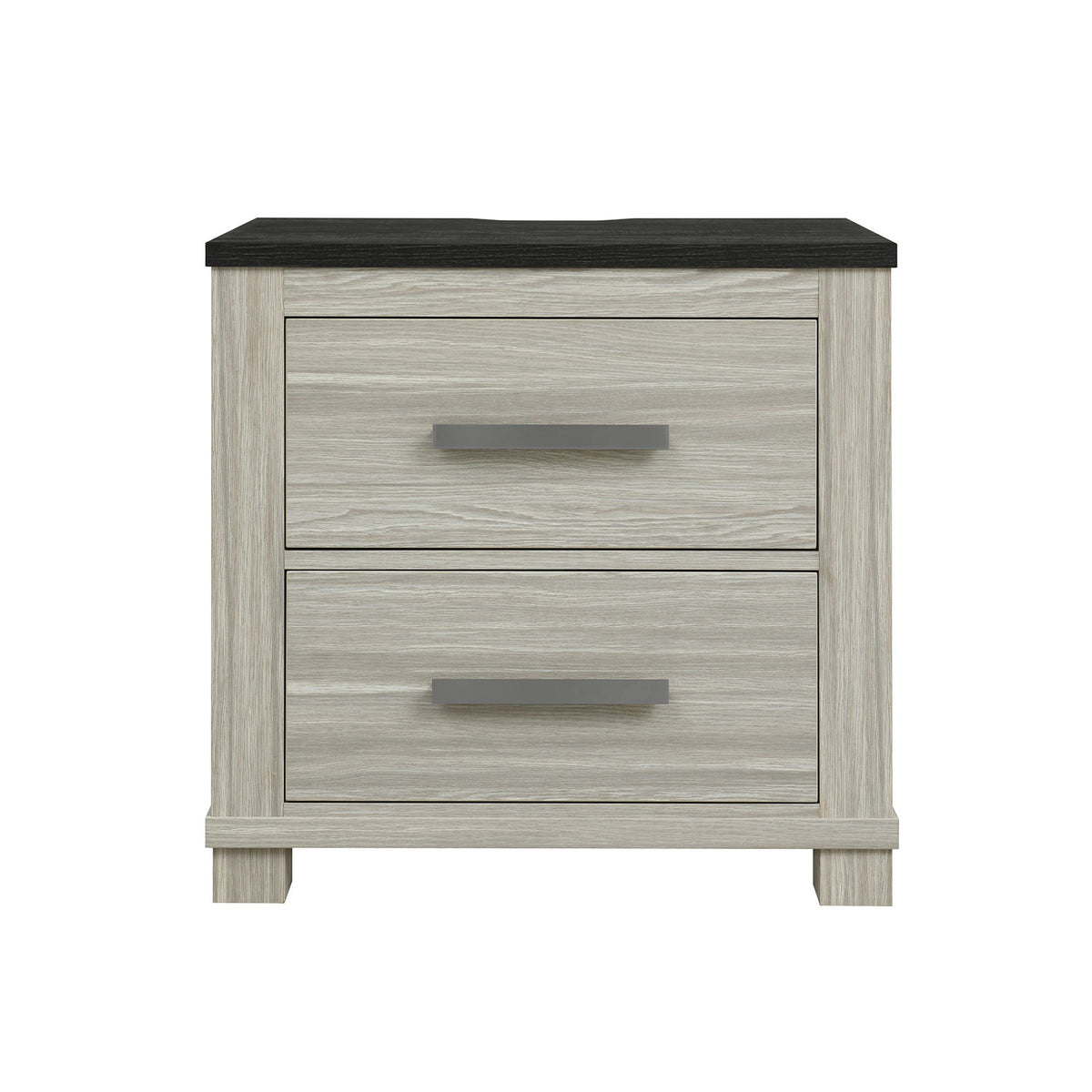 Augusta - Nightstand With Top, 2 Drawers, Block Feet - Beige Brown