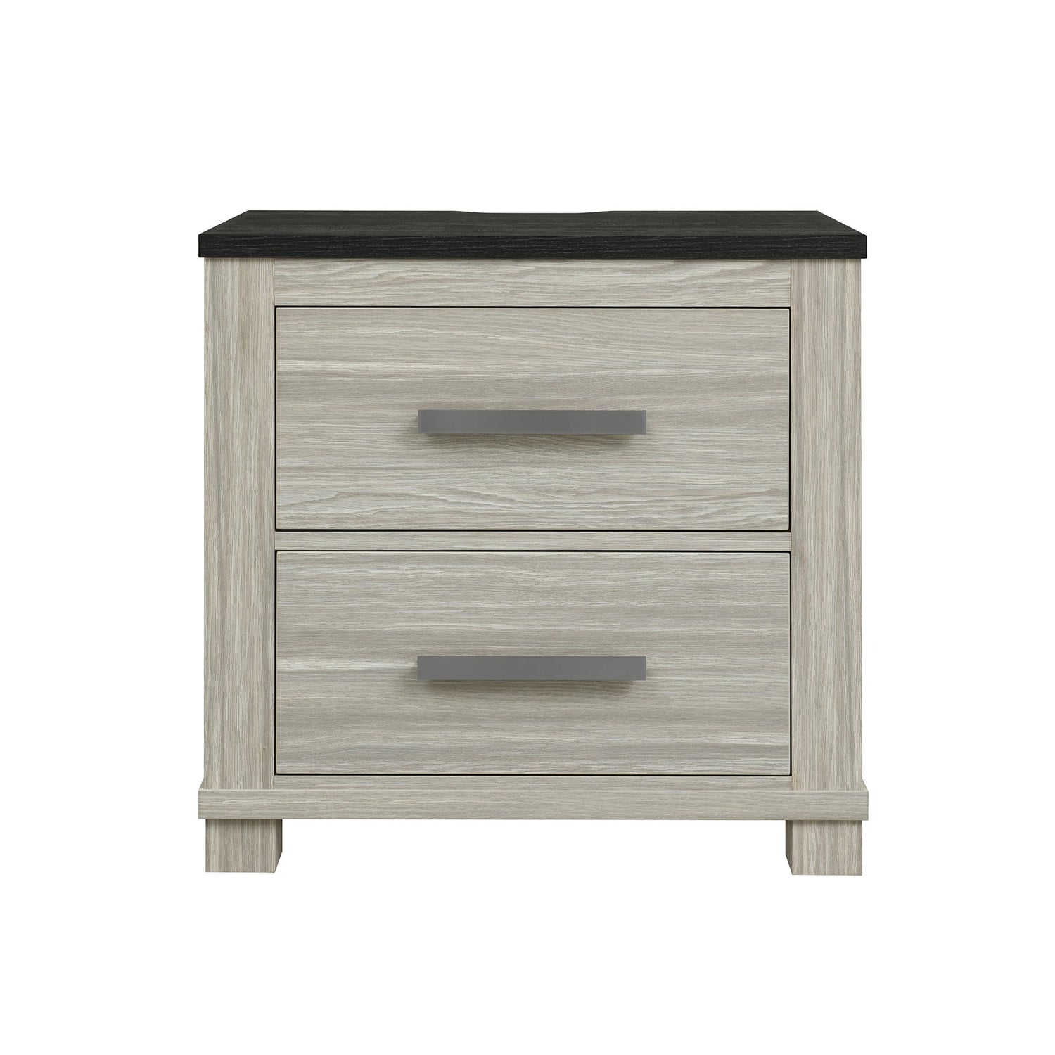 Augusta - Nightstand With Top, 2 Drawers, Block Feet - Beige Brown