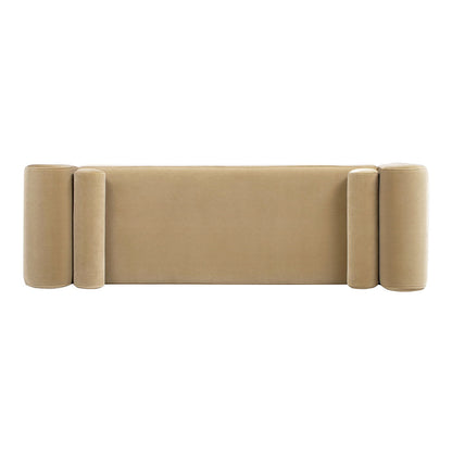 Mason - Arched Arm Bench With Bolster Pillows - Camel Brown Beige