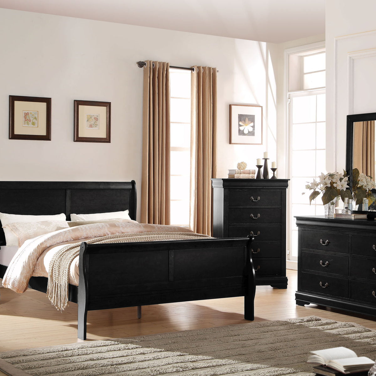 Louis Philippe - Sleigh Style Bed