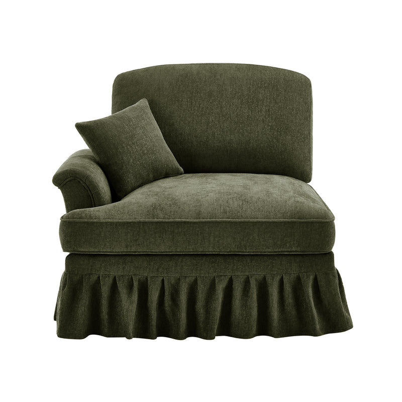 Left-Facing Chenille Sofa - Green Chenille