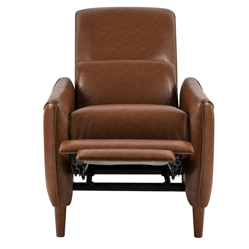 Upholstered Push Recliner Chair With Rubber Wood Legs For Living Room