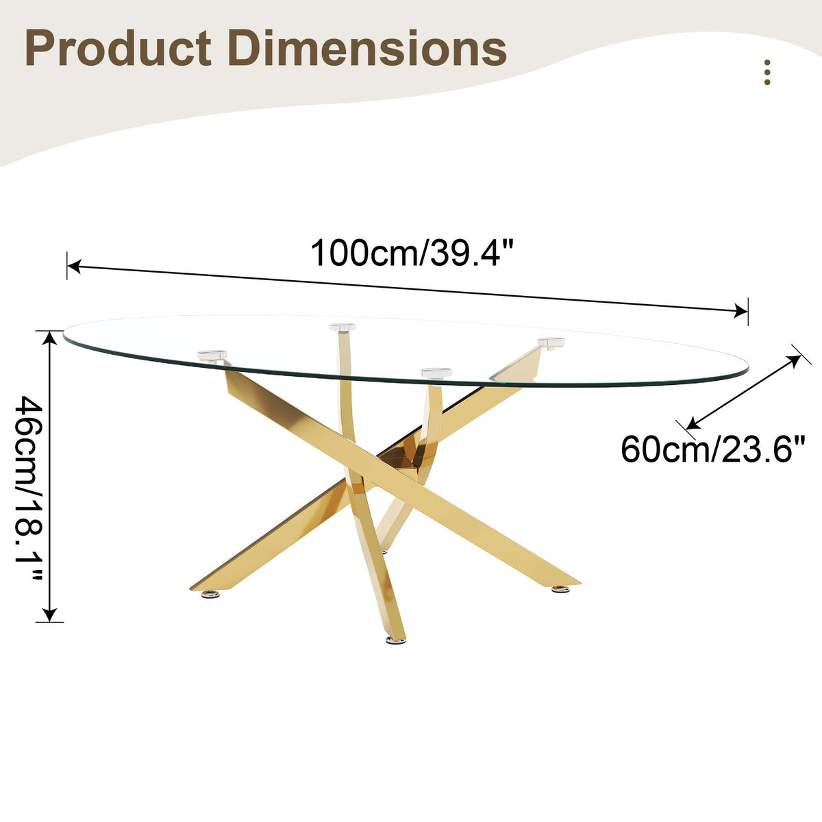 Oval Coffee Table For Living Room - Gold